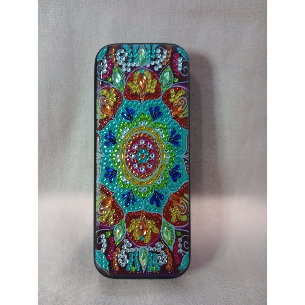 New Handmade Diamond Painted Eyeglass Case Colorful‎ Mandala Rhinestone...